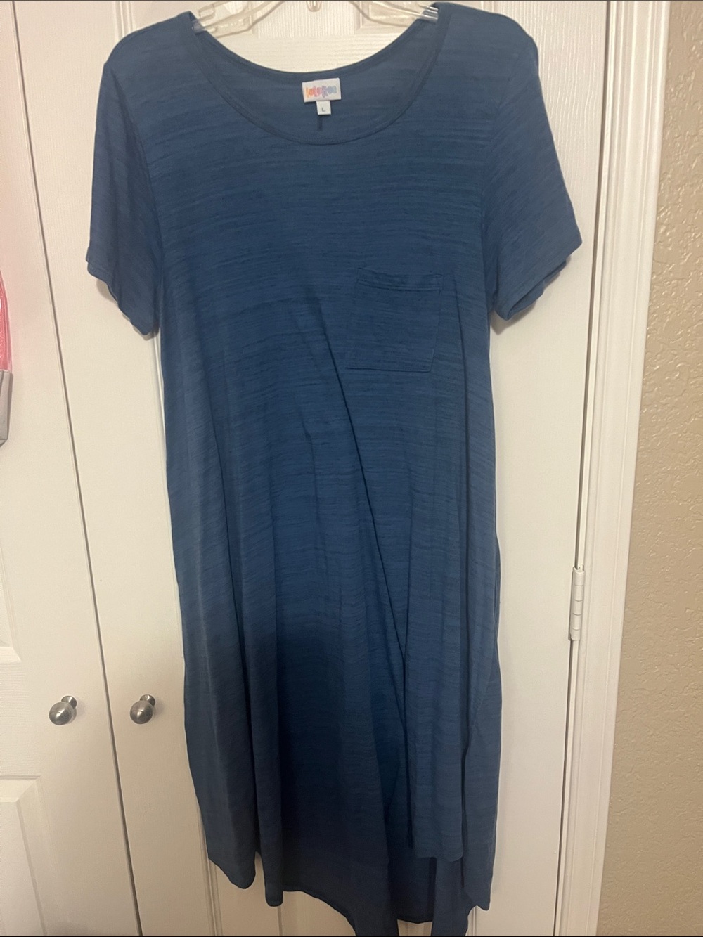 LuLaRoe Blue Midi T-Shirt Dress with Pocket